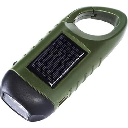 Hand Crank Solar Powered Flashlight Emergency USB Rechargeable Torch 3 High-efficiency LED Survival Flashlight With Clip Outdoor