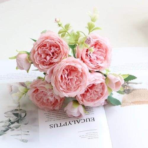 Simulation Hydrangea Silk Peony Flowers Roses Home Furnishings Wedding Desktop Decoration Photo Props Valentines Day Decor