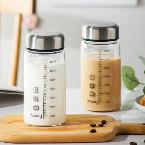 Milk Cup Portable Take-out Glass Scale Cup Breakfast Cup Soy Milk Cup Household Cup Microwave Insulated Water Bottle