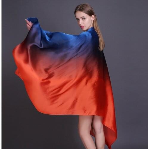 LaMaxPa 2019 New Soft Women Gradient Silk Scarf Autumn Winter Long Bandana Shawls and Wraps Female Hijab Luxury Echarpe Pashmina