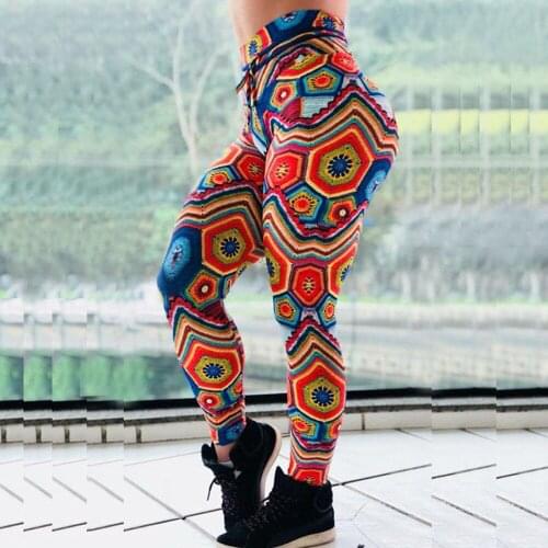 New Women Yoga Leggings Push Up Scrunch Booty Pants High Waist Tight Leggings Floral Print Running Sportswear Casual Trousers