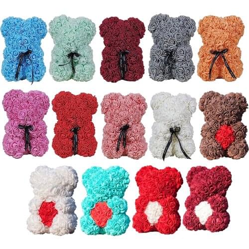 24CM DIY Teddy Bear Artificial Rose Flower Rose Bear For Girlfriend Women Birthday Valentines Wife Mothers Day Gifts Dropship