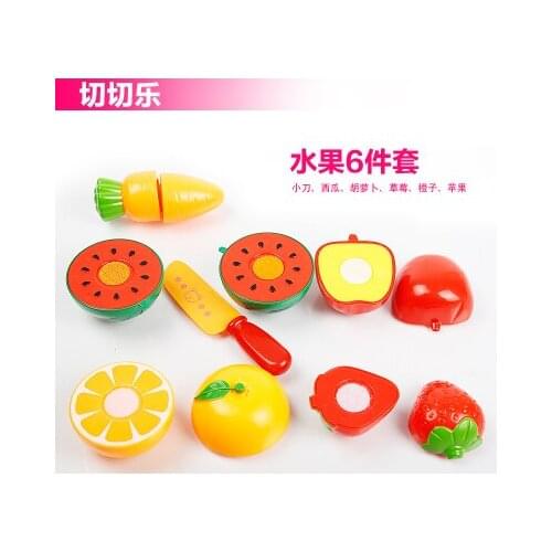 Baby Kid Plastic Kitchen Miniature Food Toy Set Childern Pretend Play Toy Cut Fruit Vegetable Toys Set Funny Cutting with Basket