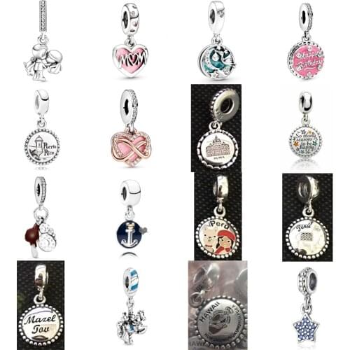 NEW 2021 100% 925 Sterling Silver Love Castle Stars Charm Pendant Fit DIY Original Bracelet Fshion Jewelry Gift