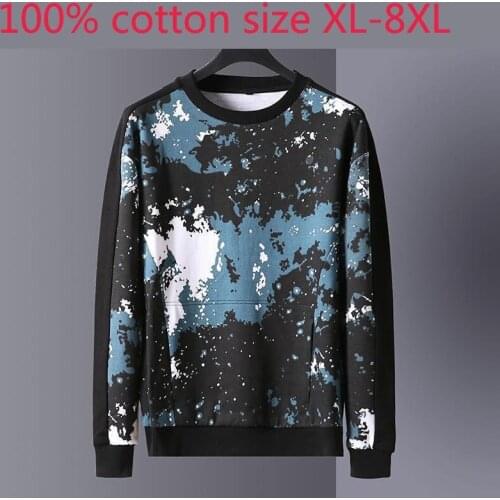 New Arrival Suepr Large Autumn Young Men Fashion Casual Printed Long Sleeve O-neck Sweatshirts Plus Size XL2XL3XL4XL5XL6XL7XL8XL