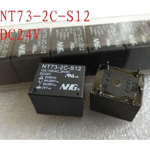 NEW 24V relay NT73-2C-12-DC24V NT73-2C-S12 DC24V NT732C12 DC24V NT73-2C-S12-24VDC DC24V 24VDC 24V 6A 250VAC 5PIN