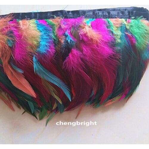 Wholesale 100m high quality natural Turkey feathers Ribbon 5-6inch/12-15cm Width Clothing accessories diy Mixed color Carnival