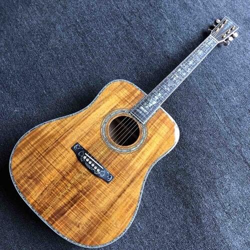 Custom 41 Inch 45DK Model 6 Strings KOA Wooden Acoustic Guitar with Ebony Fingerboard Real Abalone Shell Binding