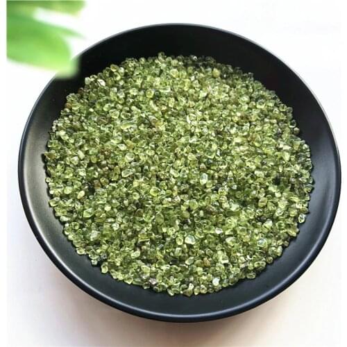 50g 2-4mm Natural Peridot Olivine Quartz Crystal Stone Rock Chips Lucky Healing Natural Stones and Minerals
