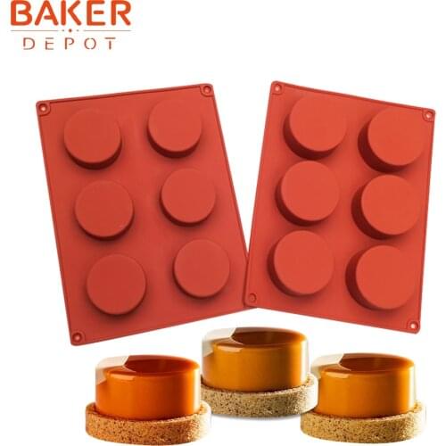 BAKER DEPOT Silicone mold for cake pastry baking round jelly pudding mould ice soap biscuit bread bakeware tool small cake form