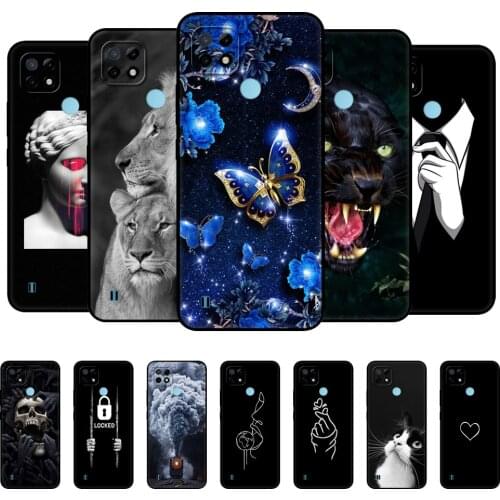 For Realme C21 Case Silicon Back For OPPO RealmeC21 C 21 Phone Cover 6.5" Funda RMX3201 Bumper Capa Etui Soft black tpu case