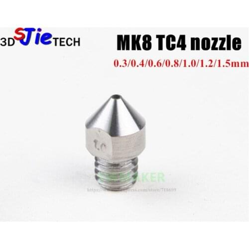2pcs MK8 Titanium Alloy All Metal Hotend MK8 Nozzle for CR10 Creality CR-10 Ender-3 MK9 extruder 3D Printer