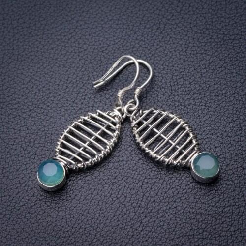 StarGems Natural Chalcedony Handmade 925 Sterling Silver Earrings 1.75" D6687