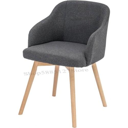 Nordic Cloth Art Negotiation Chair Leisure Solid Wood Coffee Restaurant Computer Stool Home Modern Minimalist Backrest Dining Ch