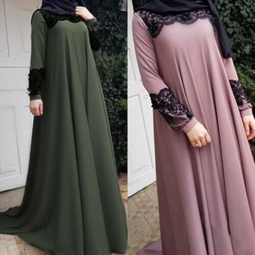 Turkey Dubai Arab Muslim Dresses Women Islam A-line Big Swing Maxi Dress Loose Ramadan Turkish Islamic Clothing Moroccan Kaftan