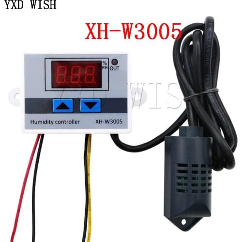 XH-W3005 Digital Humidity Controller 220V 12V 24V Hygrometer Humidity Control Switch Hygrostat With NTC Sensor 0~99%RH