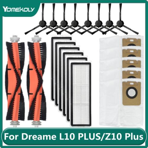 For Dreame L10 PLUS/Z10 Plus Robot Vacuum Cleaner Main Brush Side Brush HEPA Filter Dust Bag Replacement Accessories Parts
