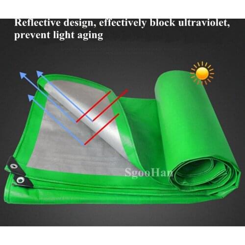 Green-Silver 0.32mm PE Tarpaulin Rainproof Cloth Garden Shading Sail Boat Truck Canopy Tarp Pet Dog House Cover Waterproof Cloth