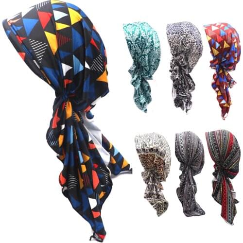Women New Floral Print Elastic Scarf Cap Soft Wrinkle Chemo Bandana Hat Ladies Headwear Beanie Bonnet Turbante Hair Accessories