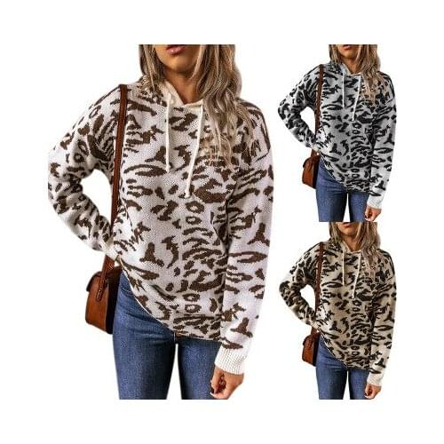 Autumn Winter Women Leopard Pullover and Sweaters Round Neck Oversize Sweater Jumpers Casual Leopard Korean Pull Femme