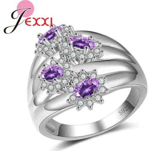 925 Sterling Silver Infinity Ring Filled Beautiful Daisy Flowers Cubic Zirconia Stones Romantic Fashion Anel Jewelry