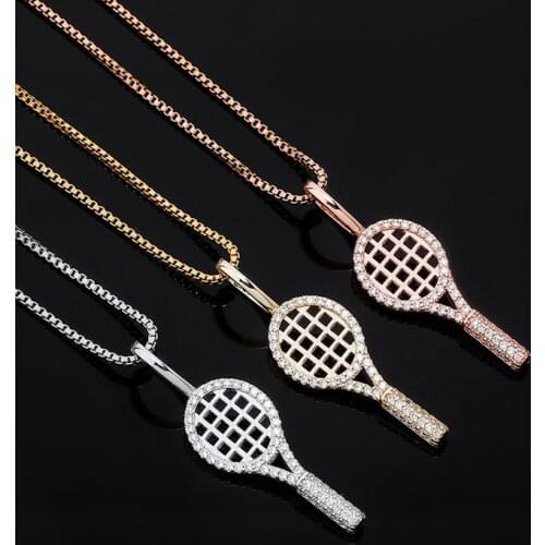 S925 tennis racket pendant full of zircon female hip-hop necklace fashion jewelry for men and women