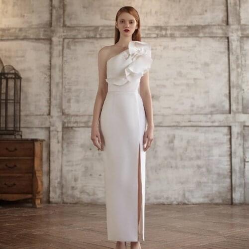 Elegant Romance French Style Dress Women Sexy Ladies 2020 New Fashion Summer Ruffle Luxury Designer Split Evening Long Dresses