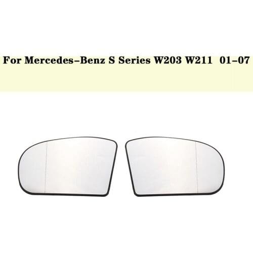 1 Pair Right and Left Side Rearview Mirror Glass Len Replacement For Benz W203 W211 01-07