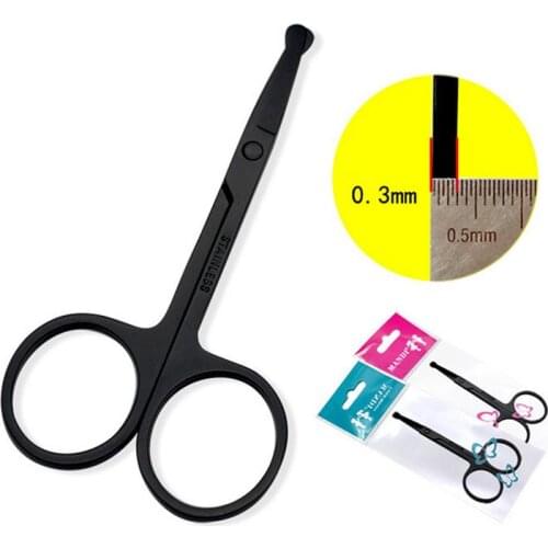 1Pcs High quality Black stainless woman Makeup scissors man Nose hair scissor hair remover eyelash scissors beauty tool