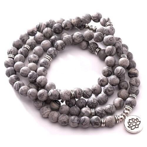 108 beads 8mm elastic adjustable Lotus life tree Buddha OM eye Chakra Reiki agate Onyx Yoga Bracelet necklace fhr64
