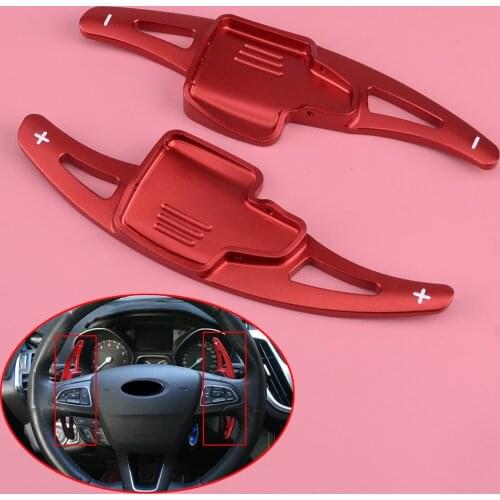 2pcs Red Steering Wheel Shift Paddle Shifter Extension Fit For Ford Ecosport Focus Kuga 2018 2019