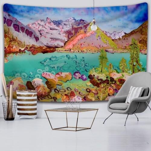 3D landscape oil painting tapestry Bohemian decorative wall tapestry mattress Mandala witchcraft home decoration Hippie sheet