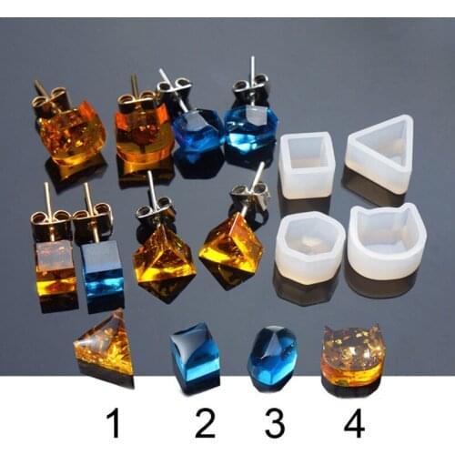 4PCS/SET Silicone Casting Resin Mold For DIY Resin Jewelry Earrings Silicone Casting Mold Tools For Jewelry Epoxy Resin Mould