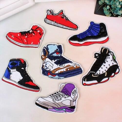 7pcs Sports Sneakers Cute Iron on Embroidered Patch for Clothing Cool Biker Patch Clothes Stickers Sewing Applique