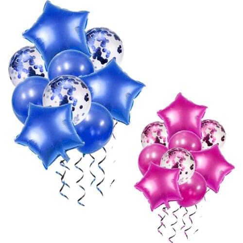 9pcs/lot Blue Balloons Air Ballons Deco Birthday Star Foil Helium Baloon Wedding Decor Birthday Party Ball Confetti latex ballon