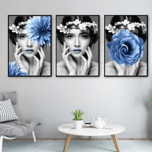 Blue Flowers Beauty Diamond Painting 5D DIY Rhinestone Full Square Round Diamond Embroidery Sale Home Decoration
