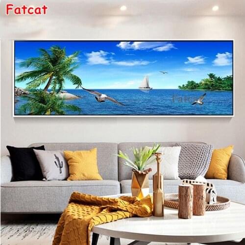 Diamond painting Sea View Seagull, Sailboat, Island 5d diy handmade embroidery kit full square/round drill mosaic decor PP1488