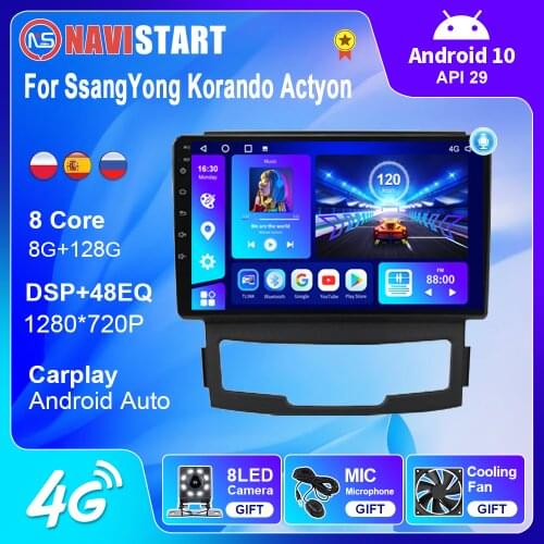 Android 9.0 Car Multimedia Video Player Navigation GPS For SsangYong Korando Actyon 2011 2012 2013 2Din BT WIFI 4G Radio No DVD