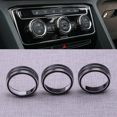 3Pcs Car Console AC Air Conditioner Adjust Switch Knob Cover Trim Black Fit for VW Atlas Cross Sport 2020 2021 Accessories