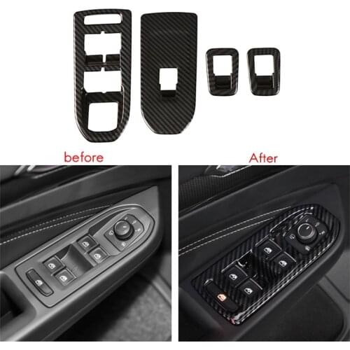Car Carbon Fiber Window Glass Lift Button Trim Switch Cover Door Armrest Panel Sticker For-Golf 8 MK8 2020 2021