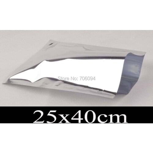 25*40cm shiny silver Aluminum Foil Plastic Bag,Heat seal silver Aluminum foil bag,Plain pocket plastic food Bag,100pcs/lot