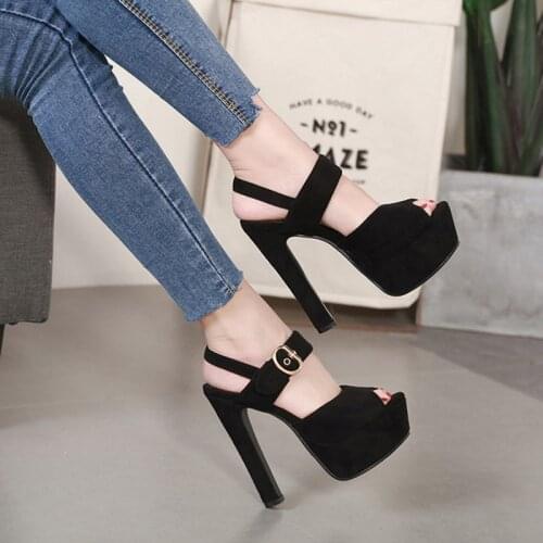 6 Inches Concise Platform Sandals Sexy Fetish Pole Dance Shoes High Stripper Heels Models Show Nightclub Party Full Dress Mature