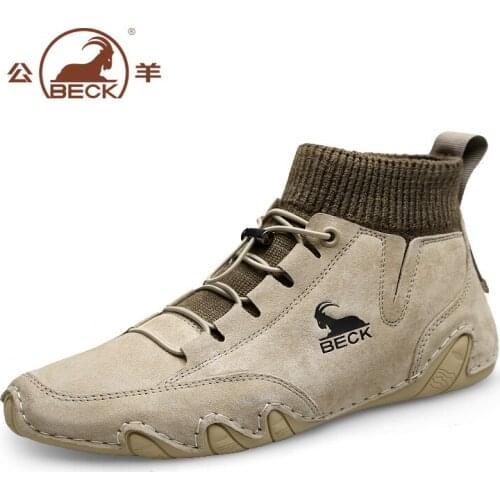 Mens Boots 2020 Fashion High Quality High Top comfortable Casual Shoes Ankles Chelsea genuine leather Boots Beck Hombre for men