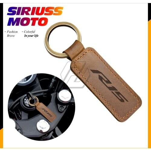 Motorcycle Cowhide Keychain Key Ring Case for Yamaha YZF-R15 R15 Motorbike Key