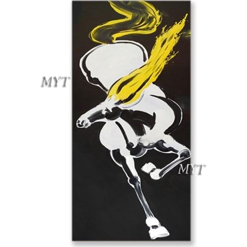 Black And White Abstract Running Horse Canvas Oil Painting 100% Hand-painted Wall Decorative Item Art As Christmas Gift