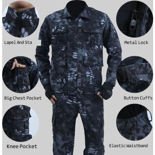 Black Python Camouflage Suit Male / Single Piece Welder Outdoor Spring And Autumn Chicken Clothing Construction Wear-resistant