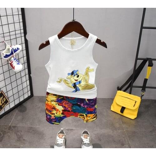 Boys Sets 2019 Children Set Summer Boy Shorts Clothes Cartoon T-Shirt and Pants for Kids Baby Cotton Suit 2-6years