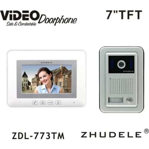 ZHUDELE Home Intercom System 7" LCD monitor Speakerphone intercom Color Video Door Phone doorbell support CCTV Camera 1V1