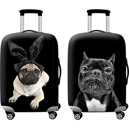 Travel Accessories Luggage Cover Suitcase Protection Set Baggage Dust Cover Trunk Set Trolley Case Elasticity Bulldog Pattern