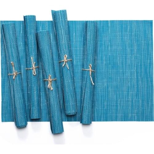 4/6PCS PVC Placemat European Waterproof Non-slip Heat Insulation Pad Bamboo Pattern Hotel Table Mat Kitchen Accessories 45X30CM